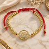 Oro Laminado Fancy Bracelet, Gold Filled Style Heart and Ball Design, with White Micro Pave, Polished, Golden Finish, 03.207.0024.11 (04 MM Thickness, 11 Inches Length)