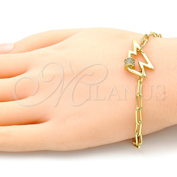 Gold Filled Bracelet — Fancy Bracelet Paperclip Design with White Micro Pave — alternate product view — SKU 132333 | Oro Laminado brazalete — elegante Bracelet Paperclip diseño with blanco Micro Pave — SKU 132333