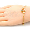 Oro Laminado Fancy Bracelet, Gold Filled Style Paperclip Design, with White Micro Pave, Polished, Golden Finish, 03.341.0043.08 (04 MM Thickness, 8 Inches Length)