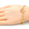 Oro Laminado Fancy Bracelet, Gold Filled Style Paperclip Design, with White Micro Pave, Polished, Golden Finish, 03.341.0043.08 (04 MM Thickness, 8 Inches Length)