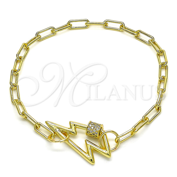 Gold Filled Bracelet — Fancy Bracelet Paperclip Design with White Micro Pave — main product view — SKU 132333 | Oro Laminado brazalete — elegante Bracelet Paperclip diseño with blanco Micro Pave — SKU 132333
