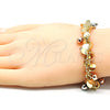 Oro Laminado Charm Bracelet, Gold Filled Style Ball and Rattle Charm Design, Polished, Tricolor, 03.331.0029.08 (05 MM Thickness, 8 Inches Length)