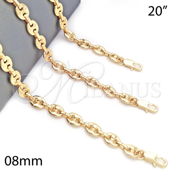 Gold Filled Necklace — Basic Necklace Puff Mariner Design Polished 04.63. 08 — main product view — SKU 132346 | Oro Laminado collar — básico Necklace Puff Mariner diseño pulido 04.63. 08 — SKU 132346