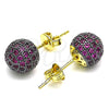 Oro Laminado Stud Earring, Gold Filled Style with Amethyst Micro Pave, Polished, Two Tone, 02.374.0001.1