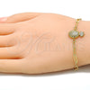 Oro Laminado Fancy Bracelet, Gold Filled Style Pineapple and Paperclip Design, with White Micro Pave, Polished, Golden Finish, 03.313.0025.07 (03 MM Thickness, 7 Inches Length)