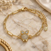 Oro Laminado Fancy Bracelet, Gold Filled Style Owl and Paperclip Design, with White Micro Pave, Polished, Golden Finish, 03.313.0028.07 (03 MM Thickness, 7 Inches Length)