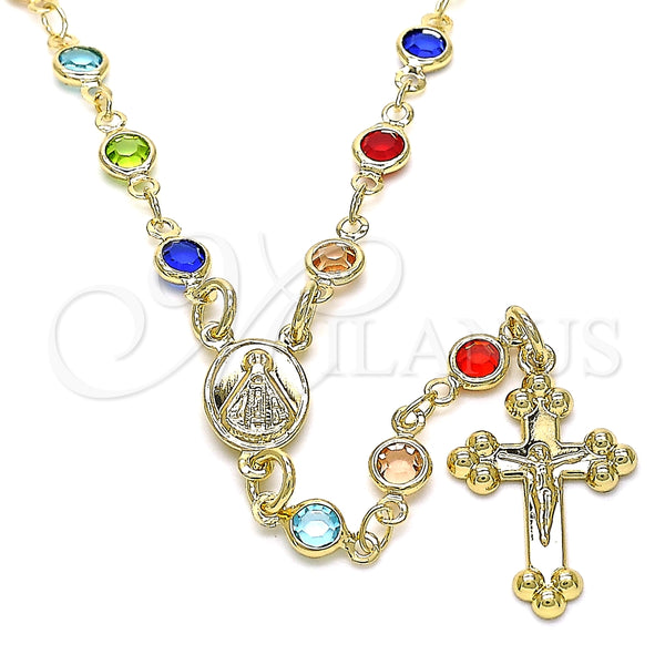 Gold Filled Jewelry — Medium Rosary Caridad del Cobre and Crucifix Design — main product view — SKU 132384 | Oro Laminado joyería — Medium Rosary Caridad del Cobre and Crucifix diseño — SKU 132384