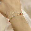 Oro Laminado Bracelet Rosary, Gold Filled Style Caridad del Cobre and Crucifix Design, with Multicolor Crystal, Polished, Golden Finish, 09.326.0003.07