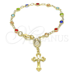 Gold Filled Bracelet — Bracelet Rosary Caridad del Cobre and Crucifix Design — main product view — SKU 132385 | Oro Laminado brazalete — Bracelet Rosary Caridad del Cobre and Crucifix diseño — SKU 132385