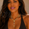 Oro Laminado Medium Rosary, Gold Filled Style Caridad del Cobre and Crucifix Design, with Multicolor Crystal, Polished, Golden Finish, 09.326.0004.18