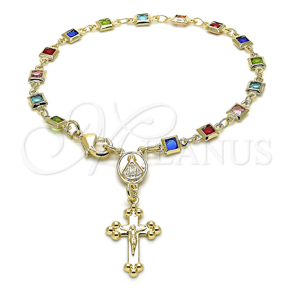 Gold Filled Bracelet — Bracelet Rosary Caridad del Cobre and Crucifix Design — main product view — SKU 132387 | Oro Laminado brazalete — Bracelet Rosary Caridad del Cobre and Crucifix diseño — SKU 132387