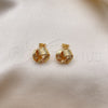 Oro Laminado Stud Earring, Gold Filled Style Chunky Design, Polished, Golden Finish, 02.63.2702