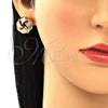 Oro Laminado Stud Earring, Gold Filled Style Love Knot Design, Polished, Golden Finish, 02.63.2702