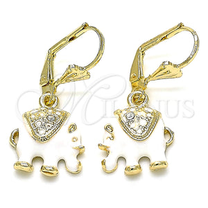 Gold Filled Ring — Dangle Earring Elephant Design with White Crystal White — main product view — SKU 132413 | Oro Laminado anillo — Dangle Earring Elephant diseño with cristal blanco blanco — SKU 132413