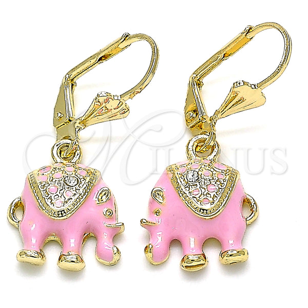 Gold Filled Ring — Dangle Earring Elephant Design with White Crystal Pink — main product view — SKU 132418 | Oro Laminado anillo — Dangle Earring Elephant diseño with cristal blanco Pink — SKU 132418