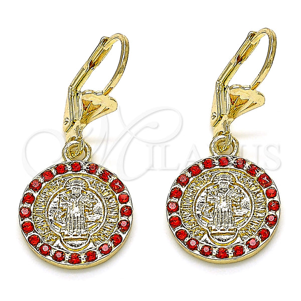 Gold Filled Ring — Dangle Earring San Benito Design with Garnet Crystal — main product view — SKU 132420 | Oro Laminado anillo — Dangle Earring San Benito diseño with Garnet cristal — SKU 132420