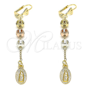 Gold Filled Ring — Long Earring Guadalupe Design Polished Tricolor 02. — main product view — SKU 132424 | Oro Laminado anillo — Long Earring Guadalupe diseño pulido Tricolor 02. — SKU 132424