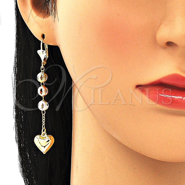Gold Filled Ring — Long Earring Heart Design Polished Tricolor 02. — alternate product view — SKU 132426 | Oro Laminado anillo — Long Earring corazón diseño pulido Tricolor 02. — SKU 132426