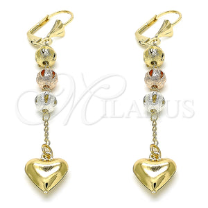 Gold Filled Ring — Long Earring Heart Design Polished Tricolor 02. — main product view — SKU 132426 | Oro Laminado anillo — Long Earring corazón diseño pulido Tricolor 02. — SKU 132426
