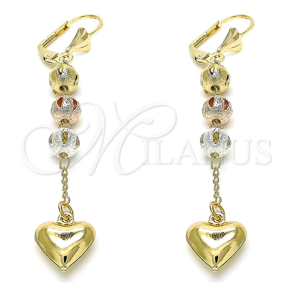Gold Filled Ring — Long Earring Heart Design Polished Tricolor 02. — main product view — SKU 132426 | Oro Laminado anillo — Long Earring corazón diseño pulido Tricolor 02. — SKU 132426
