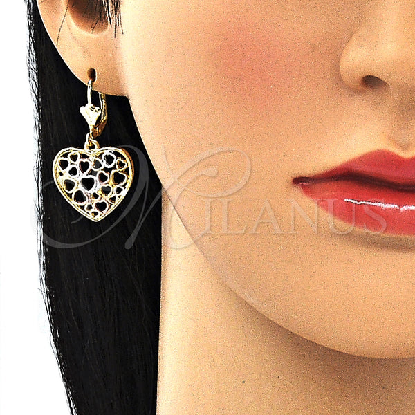 Gold Filled Ring — Dangle Earring Heart Design Polished Tricolor 02. — alternate product view — SKU 132442 | Oro Laminado anillo — Dangle Earring corazón diseño pulido Tricolor 02. — SKU 132442