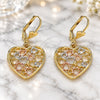Oro Laminado Dangle Earring, Gold Filled Style Heart Design, Polished, Tricolor, 02.351.0069