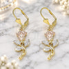 Oro Laminado Dangle Earring, Gold Filled Style Flower and Leaf Design, Polished, Tricolor, 02.351.0070.1