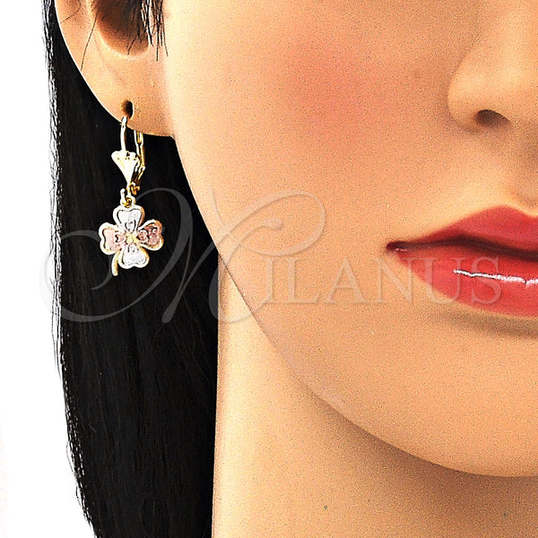 Gold Filled Ring — Dangle Earring Four-leaf Clover Design Polished Tricolor 02. — alternate product view — SKU 132449 | Oro Laminado anillo — Dangle Earring Four-leaf Clover diseño pulido Tricolor 02. — SKU 132449