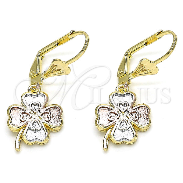 Gold Filled Ring — Dangle Earring Four-leaf Clover Design Polished Tricolor 02. — main product view — SKU 132449 | Oro Laminado anillo — Dangle Earring Four-leaf Clover diseño pulido Tricolor 02. — SKU 132449
