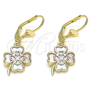 Gold Filled Ring — Dangle Earring Four-leaf Clover Design Polished Tricolor 02. — main product view — SKU 132449 | Oro Laminado anillo — Dangle Earring Four-leaf Clover diseño pulido Tricolor 02. — SKU 132449