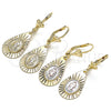 Oro Laminado Dangle Earring, Gold Filled Style Teardrop and Guadalupe Design, Polished, Golden Finish, 02.351.0033.1