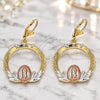 Oro Laminado Dangle Earring, Gold Filled Style Guadalupe Design, Polished, Tricolor, 02.351.0076