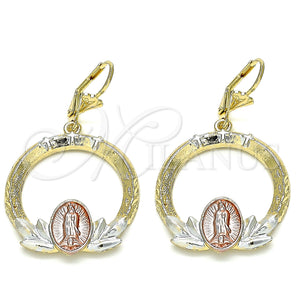 Gold Filled Ring — Dangle Earring Guadalupe Design Polished Tricolor 02. — main product view — SKU 132455 | Oro Laminado anillo — Dangle Earring Guadalupe diseño pulido Tricolor 02. — SKU 132455