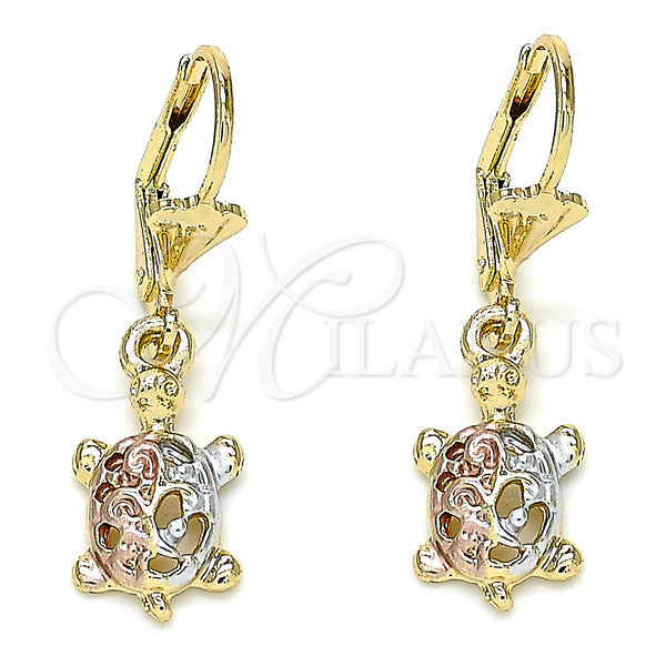 Gold Filled Ring — Dangle Earring Turtle Design Polished Tricolor 02. — main product view — SKU 132457 | Oro Laminado anillo — Dangle Earring Turtle diseño pulido Tricolor 02. — SKU 132457