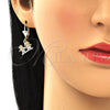 Oro Laminado Dangle Earring, Gold Filled Style Little Boy and Little Girl Design, Polished, Tricolor, 02.351.0080
