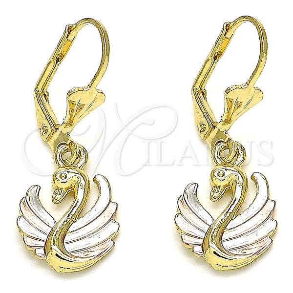 Gold Filled Ring — Dangle Earring Swan Design Polished Tricolor 02. — main product view — SKU 132460 | Oro Laminado anillo — Dangle Earring Swan diseño pulido Tricolor 02. — SKU 132460