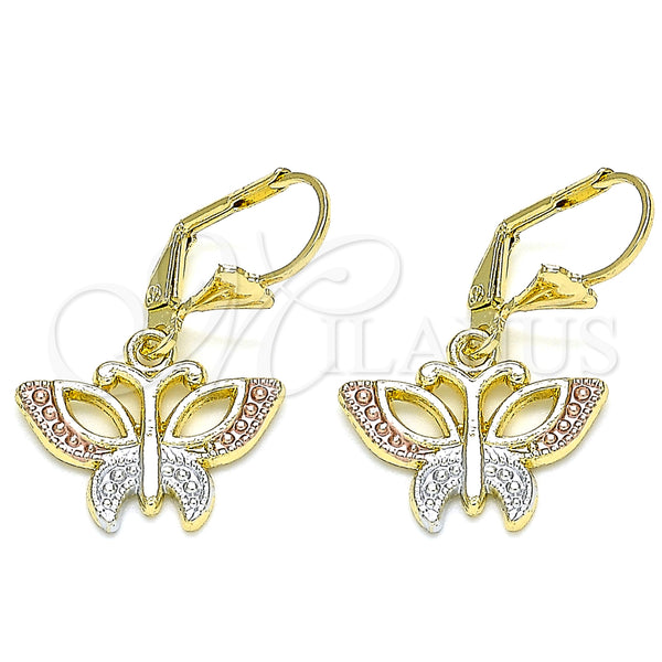 Gold Filled Ring — Dangle Earring Butterfly Design Polished Tricolor 02. — main product view — SKU 132462 | Oro Laminado anillo — Dangle Earring Butterfly diseño pulido Tricolor 02. — SKU 132462