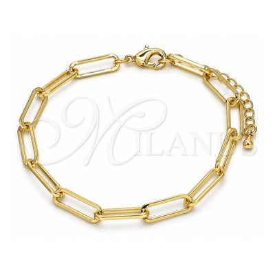 Oro Laminado Basic Bracelet, Gold Filled Style Paperclip Design, Polished, Golden Finish, 04.63.1394.07 (Thickness, 7 Inches Length)