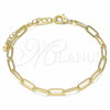 Oro Laminado Basic Bracelet, Gold Filled Style Paperclip Design, Polished, Golden Finish, 04.63.1395.07