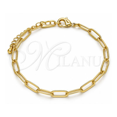 Oro Laminado Basic Bracelet, Gold Filled Style Paperclip Design, Polished, Golden Finish, 04.63.1395.07 (04 MM Thickness, 7 Inches Length)