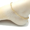 Oro Laminado Fancy Anklet, Gold Filled Style Paperclip Design, Polished, Golden Finish, 04.63.1395.10 (04 MM Thickness, 10 Inches Length)