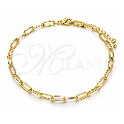 Oro Laminado Fancy Anklet, Gold Filled Style Paperclip Design, Polished, Golden Finish, 04.63.1395.10 (04 MM Thickness, 10 Inches Length)