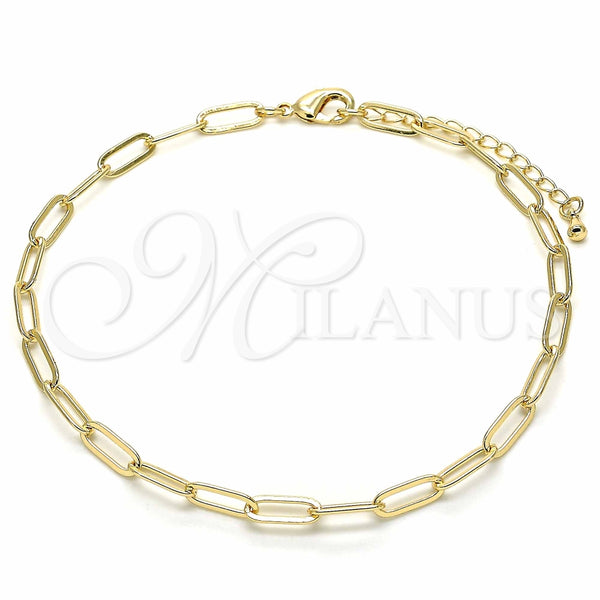 Oro Laminado Fancy Anklet, Gold Filled Style Paperclip Design, Polished, Golden Finish, 04.63.1395.10 (04 MM Thickness, 10 Inches Length)