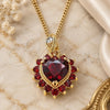 Oro Laminado Pendant Necklace, Gold Filled Style Heart Design, with Garnet and White Cubic Zirconia, Polished, Golden Finish, 04.346.0017.20 (02 MM Thickness, 20 Inches Length)