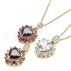 Oro Laminado Pendant Necklace, Gold Filled Style Heart Design, with Multicolor Cubic Zirconia, Polished, Golden Finish, 04.346.0017.1.20 (02 MM Thickness, 20 Inches Length)
