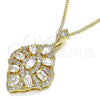 Oro Laminado Pendant Necklace, Gold Filled Style with White Cubic Zirconia and White Micro Pave, Polished, Golden Finish, 04.346.0018.20 (02 MM Thickness, 20 Inches Length)