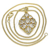 Oro Laminado Pendant Necklace, Gold Filled Style with White Cubic Zirconia and White Micro Pave, Polished, Golden Finish, 04.346.0018.20 (02 MM Thickness, 20 Inches Length)