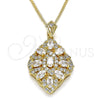 Oro Laminado Pendant Necklace, Gold Filled Style with White Cubic Zirconia and White Micro Pave, Polished, Golden Finish, 04.346.0018.20 (02 MM Thickness, 20 Inches Length)