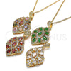 Oro Laminado Pendant Necklace, Gold Filled Style with Multicolor Cubic Zirconia and White Micro Pave, Polished, Golden Finish, 04.346.0018.1.20 (02 MM Thickness, 20 Inches Length)