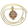 Oro Laminado Pendant Necklace, Gold Filled Style with Garnet Cubic Zirconia and White Micro Pave, Polished, Golden Finish, 04.346.0018.2.20 (02 MM Thickness, 20 Inches Length)